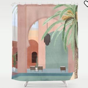 Society 6 Moroccan pool scene shower curtain excellent condition MAKE OFFER